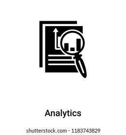 Analytics icon vector isolated on white background, logo concept of Analytics sign on transparent background, filled black symbol