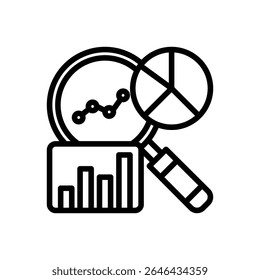 analytics icon vector with line style