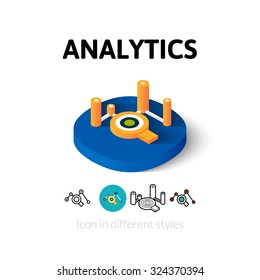 Analytics icon, vector symbol in flat, outline and isometric style