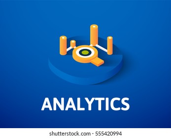Analytics icon, vector symbol in flat isometric style isolated on color background