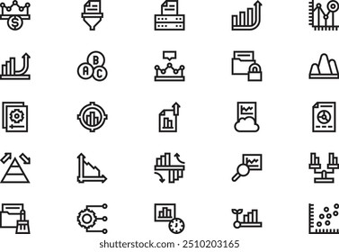 Analytics icons collection is a vector illustration with editable stroke.