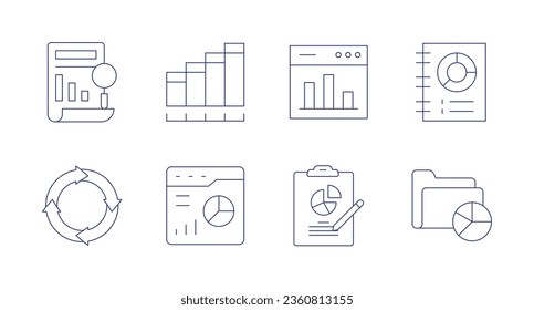 Analytics icons. editable stroke. Containing analytics, assessment, cycle, growth chart, pie chart, progress, statistics.
