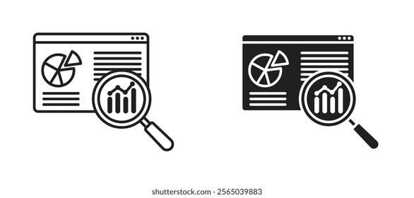 Analytics icons in outline and fill. vector illustration for ui.