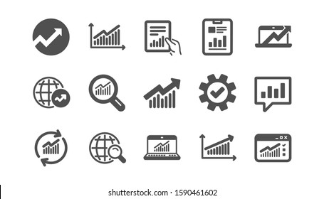 Analytics Icons. Reports, Charts And Graphs. Data Statistics Classic Icon Set. Quality Set. Vector