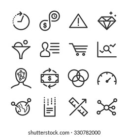 Analytics icons set. Included the icons as analysis, filter, measure, transfer, data, management and more.