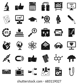 Analytics icons set. Simple style of 36 analytics vector icons for web isolated on white background