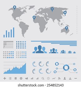 analytics infographic elements, on white background 