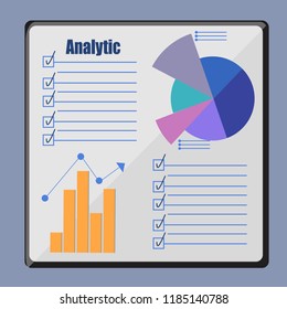 Analytics infographic on the board, flat style.