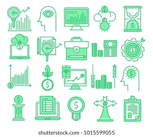 Analytics and investment vector icons