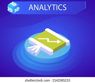 Analytics isometric design icon. Vector web illustration. 3d colorful concept