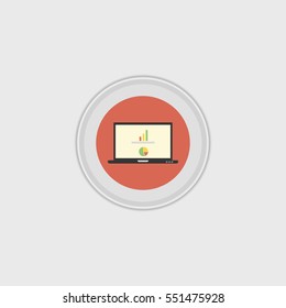 Analytics laptop flat icon illustration isolated vector sign symbol