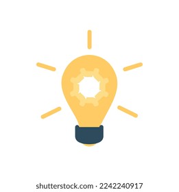 Analytics lightbulb icon. Metaphor for insight, ideas and brainstorming. Interface for programs and applications, UI and UX design. Working with information and data. Cartoon flat vector illustration