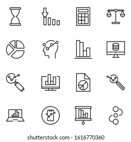 Analytics line icon set. Collection of vector symbol in trendy flat style on white background. Analytics sings for design.