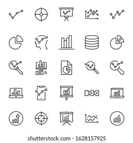 Analytics line icon set. Collection of vector symbol in trendy flat style on white background. Analytics sings for design.