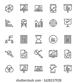 Analytics line icon set. Collection of vector symbol in trendy flat style on white background. Analytics sings for design.