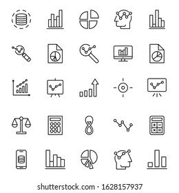 Analytics line icon set. Collection of vector symbol in trendy flat style on white background. Analytics sings for design.