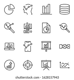 Analytics line icon set. Collection of vector symbol in trendy flat style on white background. Analytics sings for design.