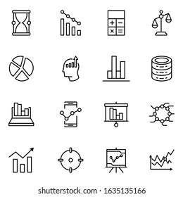 Analytics line icon set. Collection of vector symbol in trendy flat style on white background. Analytics sings for design.