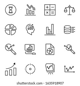 Analytics line icon set. Collection of vector symbol in trendy flat style on white background. Analytics sings for design.