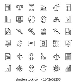 Analytics line icon set. Collection of vector symbol in trendy flat style on white background. Analytics sings for design.