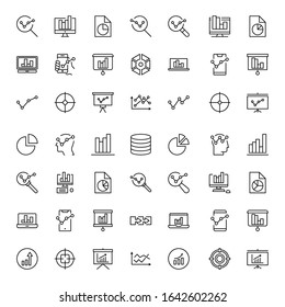 Analytics line icon set. Collection of vector symbol in trendy flat style on white background. Analytics sings for design.