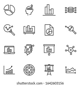 Analytics line icon set. Collection of vector symbol in trendy flat style on white background. Analytics sings for design.
