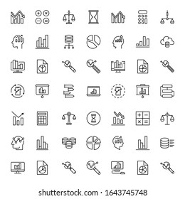 Conjunto de iconos de línea de análisis. Colección de símbolos vectoriales en estilo plano a la moda sobre fondo blanco. Analíticos canta para el diseño.