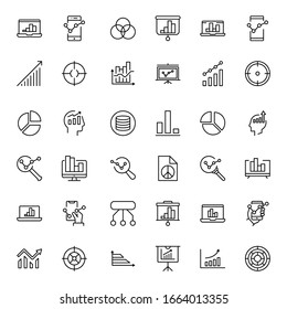 Analytics line icon set. Collection of vector symbol in trendy flat style on white background. Analytics sings for design.