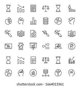 Analytics line icon set. Collection of vector symbol in trendy flat style on white background. Analytics sings for design.