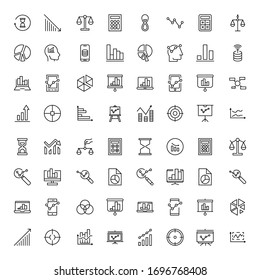 Conjunto de iconos de línea de análisis. Colección de símbolos vectoriales en estilo plano a la moda sobre fondo blanco. Analíticos canta para el diseño.