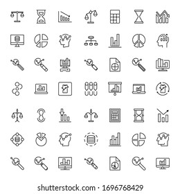 Analytics line icon set. Collection of vector symbol in trendy flat style on white background. Analytics sings for design.
