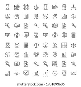 Analytics line icon set. Collection of vector symbol in trendy flat style on white background. Analytics sings for design.