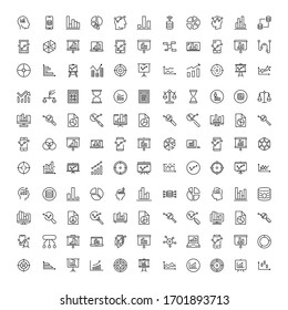 Analytics line icon set. Collection of vector symbol in trendy flat style on white background. Analytics sings for design.