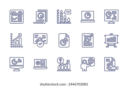 Analytics line icon set. Editable stroke. Vector illustration. Containing predictive, dashboard, analytic, profits, analytics, web analytics, data analytics.