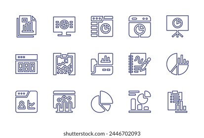Analytics line icon set. Editable stroke. Vector illustration. Containing data report, pie chart, analytics, stats, analytic. - Powered by Shutterstock - Get 15% off with code: PIKWIZARD15