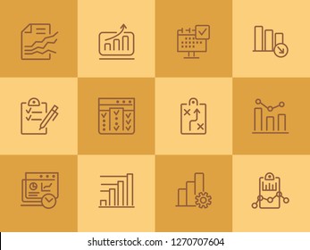 Analytics line icon set. Graph, diagram, chart. Analysis concept. Can be used for topics like business, marketing, planning, startup