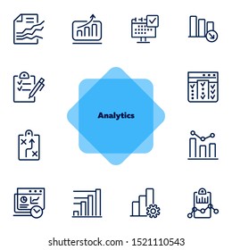 Analytics line icon set. Graph, diagram, chart. Analysis concept. Can be used for topics like business, marketing, planning, startup