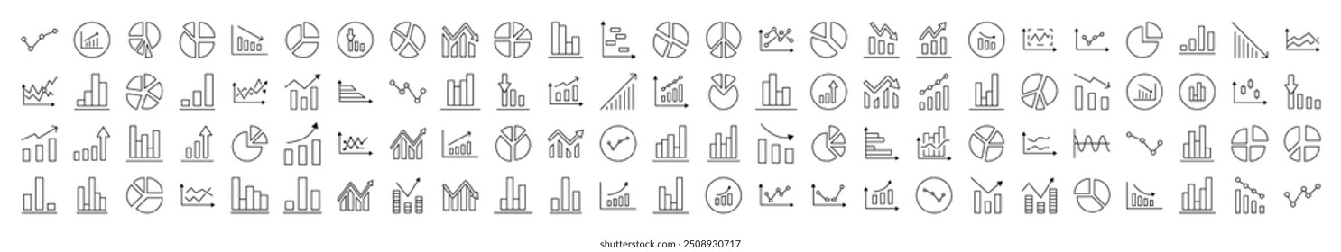 Conjunto de iconos de línea de análisis. Colección moderna para el diseño, Sitios web, App, tarjetas. Contiene Imágenes Lineales de Progreso, Negocios, Crecimiento