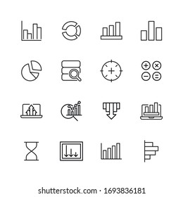 Analytics line icons set. Stroke vector elements for trendy design. Simple pictograms for mobile concept and web apps. Vector line icons isolated on a white background. 