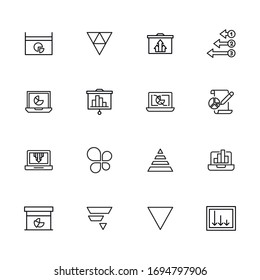 analytics line icons set. Stroke vector elements for trendy design. Simple pictograms for mobile concept and web apps. Vector line icons isolated on a white background. 