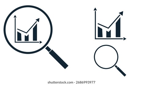 Analytics Magnifying Graph Icons Design.