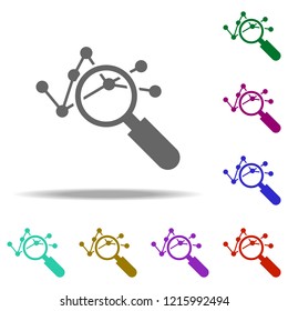 analytics, magnifying icon. Elements of Genetics and bioenginnering in multi color style icons. Simple icon for websites, web design, mobile app, info graphics