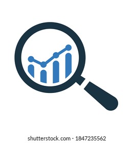Icono de aumento analítico, búsqueda. Vector editable aislado en un fondo blanco.