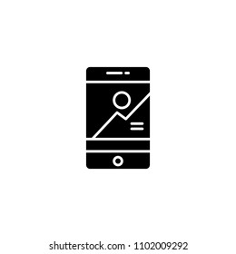 Analytics mobile board black icon concept. Analytics mobile board flat  vector symbol, sign, illustration.