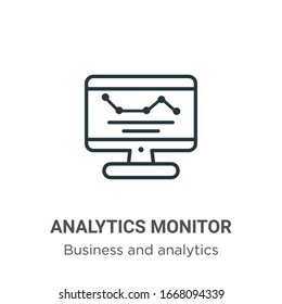 Analytics monitor outline vector icon. Thin line black analytics monitor icon, flat vector simple element illustration from editable business and analytics concept isolated stroke on white background