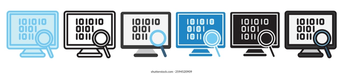 Analytics multi style icon set. use for modern concept, print, UI, UX kit, web and app development. Vector EPS 10, related to artificial intelligence, technology theme.