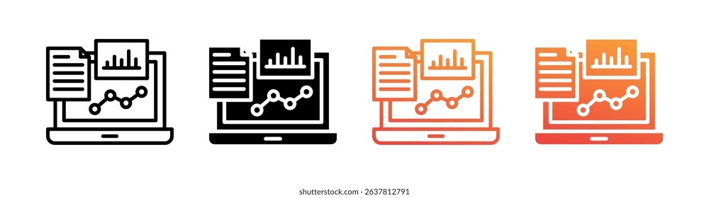 Analytics Multi Style Icon Set Vector