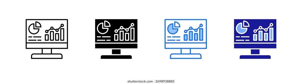 Analytics Multiple Style Icon Set Vector