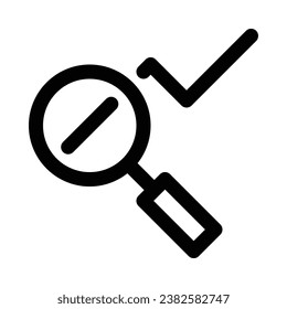 Analytics in outline icon. Analyzing, research, magnifying glass, line chart, business