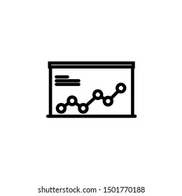 Analytics presentation board outline icon. linear style sign for mobile concept and web design. Whiteboard with growing chart simple line vector icon. Symbol, logo illustration. Pixel perfect vector